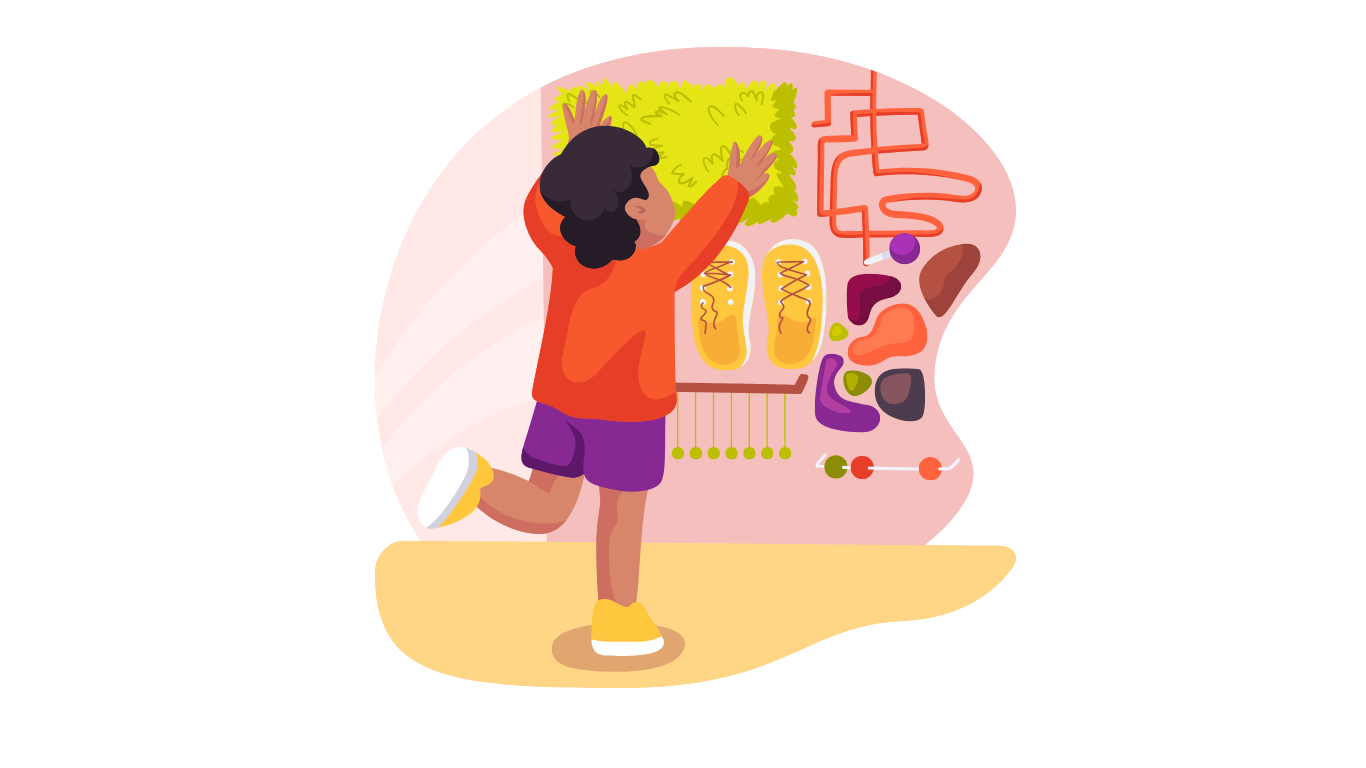 Graphic of child experiencing sensory therapy.